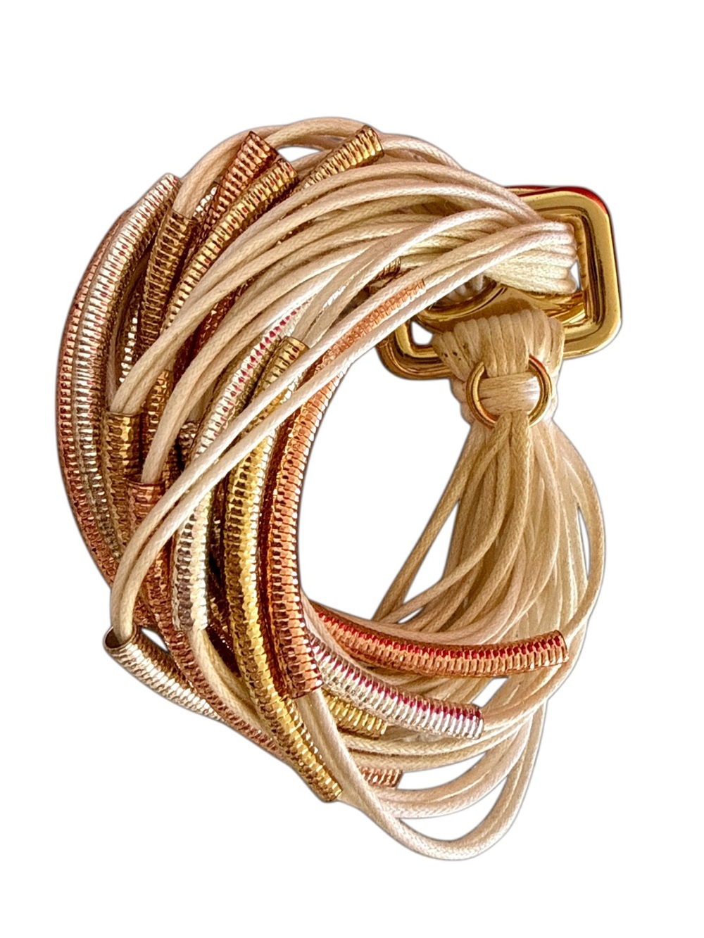 White Mixed Gold Silver Rose Multi Tube Bracelet by Gillian Julius